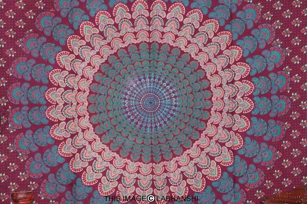 Indian Sheet Wall Tapestry Peacock Tail Fan Tapestry Throw Twin Wall