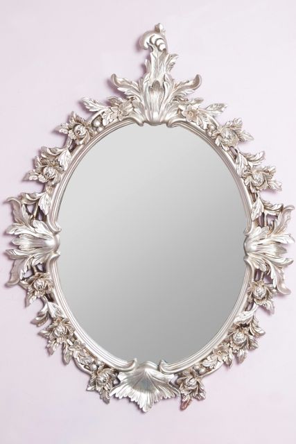 Large Silver Oval Decorative Rococo Mirror with Acorn Detail  eBay