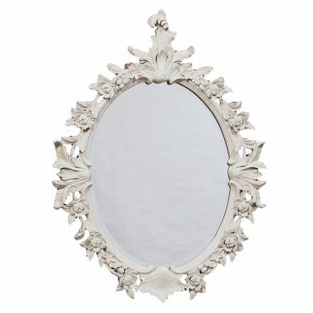 Large Antique White Oval Decorative Rococo Mirror with Acorn Detail  eBay