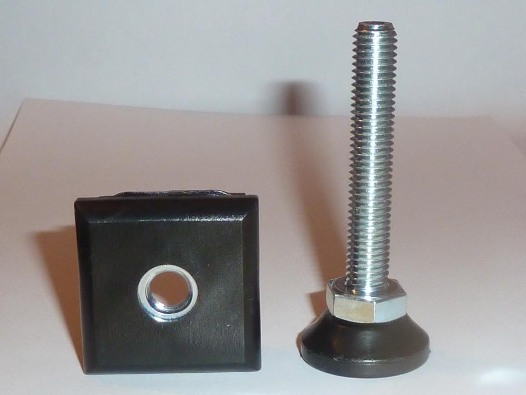 2 x 40mm Square x 60mm Adjustable Feet M10 Threaded Inserts