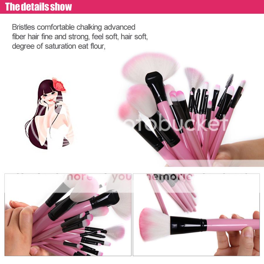 PINK 32PCS Professional Superior Soft Cosmetic Makeup Brush Set Kit ...