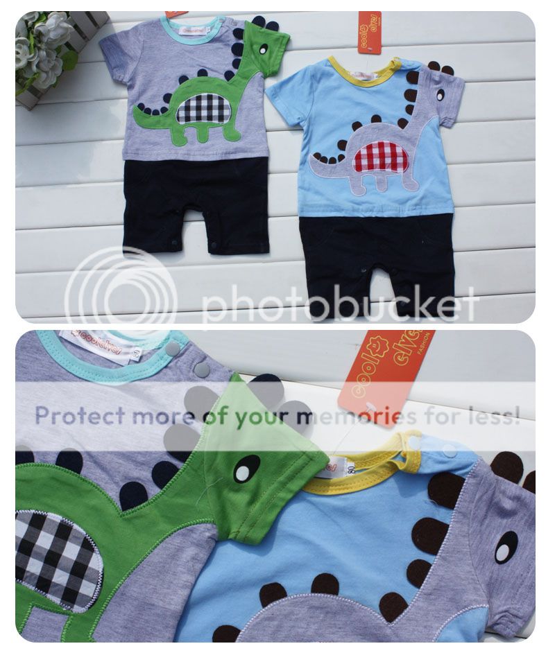 Baby Toddlers Clothing Boys T Shirt Dinosaur Romper Jumpsuit Outfit Set Sz 1 3Y