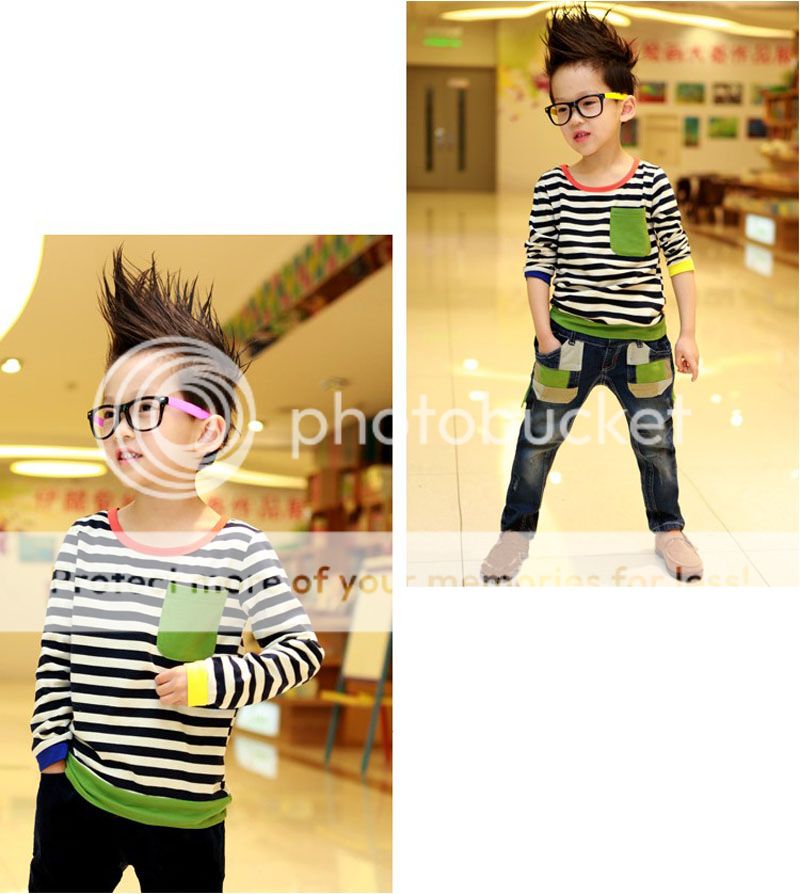 NW Toddler Boys Kid Clothes Navy Sailor Marine Striped Long Sleeve T Shirts 3 8Y